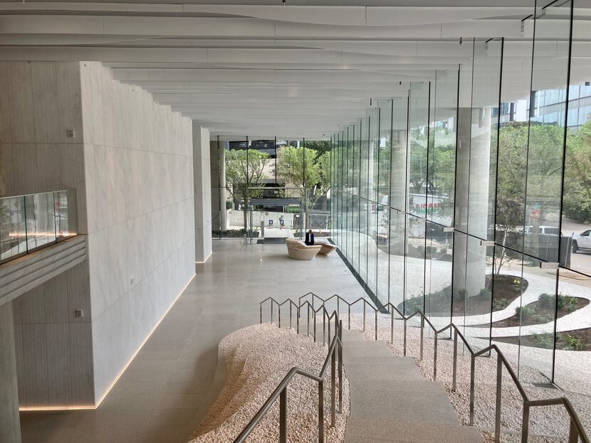 The lobby of the 27-story Harwood No. 14 tower north of downtown Dallas is almost ready to...