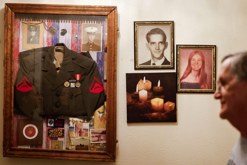 Fredie Joe Williams remains beside archived photos of himself, his wife, Josie Gwen...