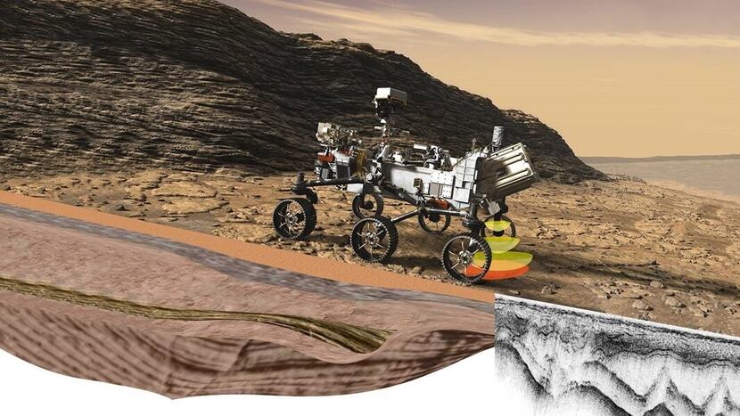 Illustration of Perseverance's RIMFAX instrument that is part of NASA's Mars 2020 mission....