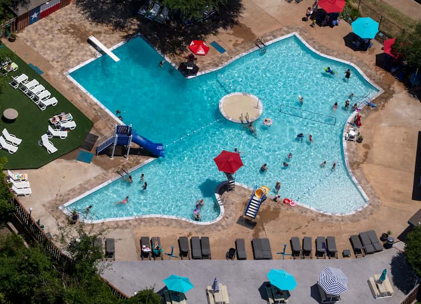 People enjoy the Texas Pool in Plano, Texas, on Thursday, June 18, 2020.