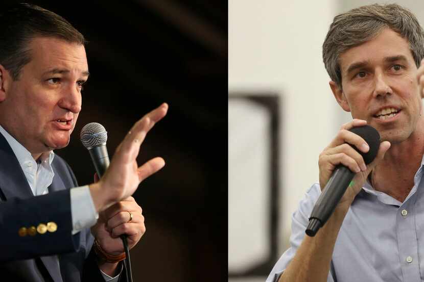 A composite of Senator Ted Cruz, left, and Congressman Beto O'Rourke, right 

LEFT PHOTO --...