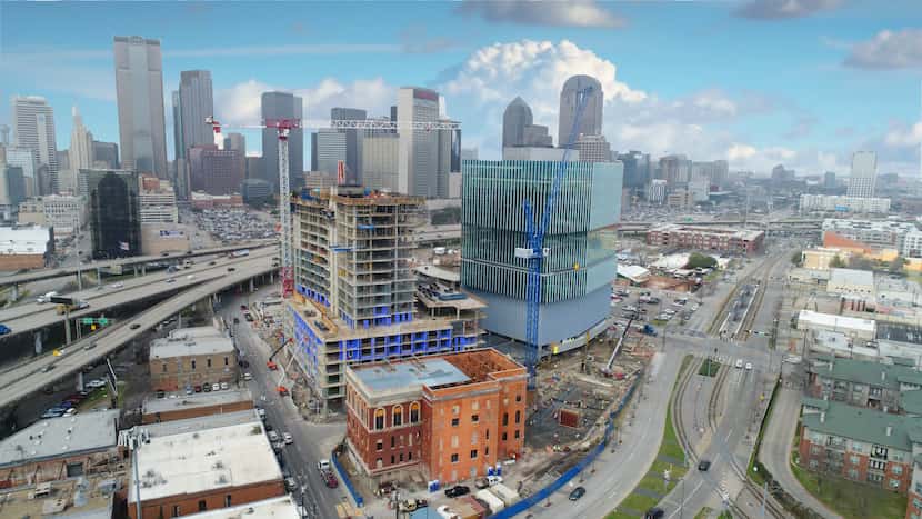 The Epic development on the eastern edge of downtown Dallas includes a new office tower,...