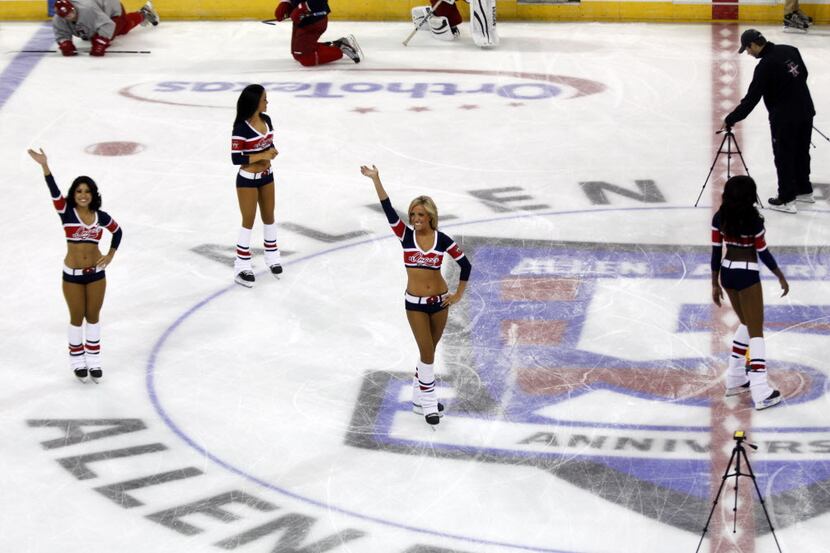Allen Americans Ice Angels great with fans during the Allen Americans Fan Fest 2013 at the...