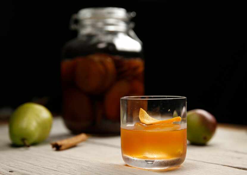 Cinnamon Pear Old-Fashioned with infused bourbon by Alex Fletcher