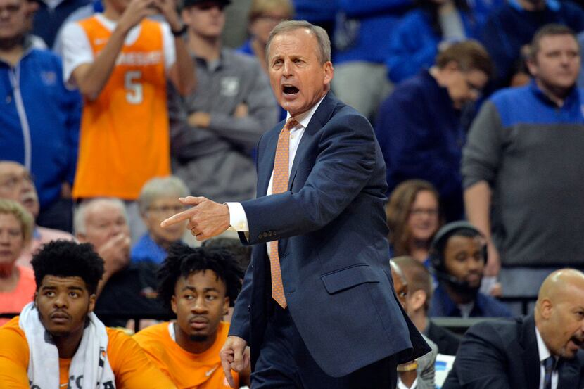 FILE - In this Dec. 15, 2018, file photo, Tennessee head coach Rick Barnes calls to players...