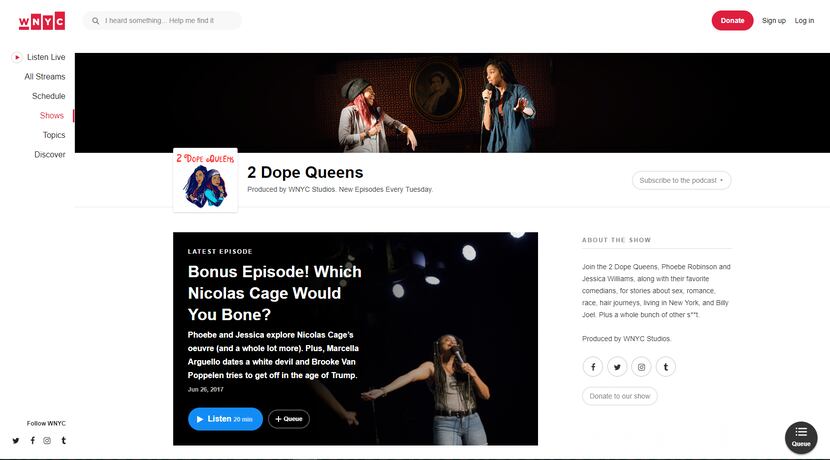 Two Dope Queens podcast website