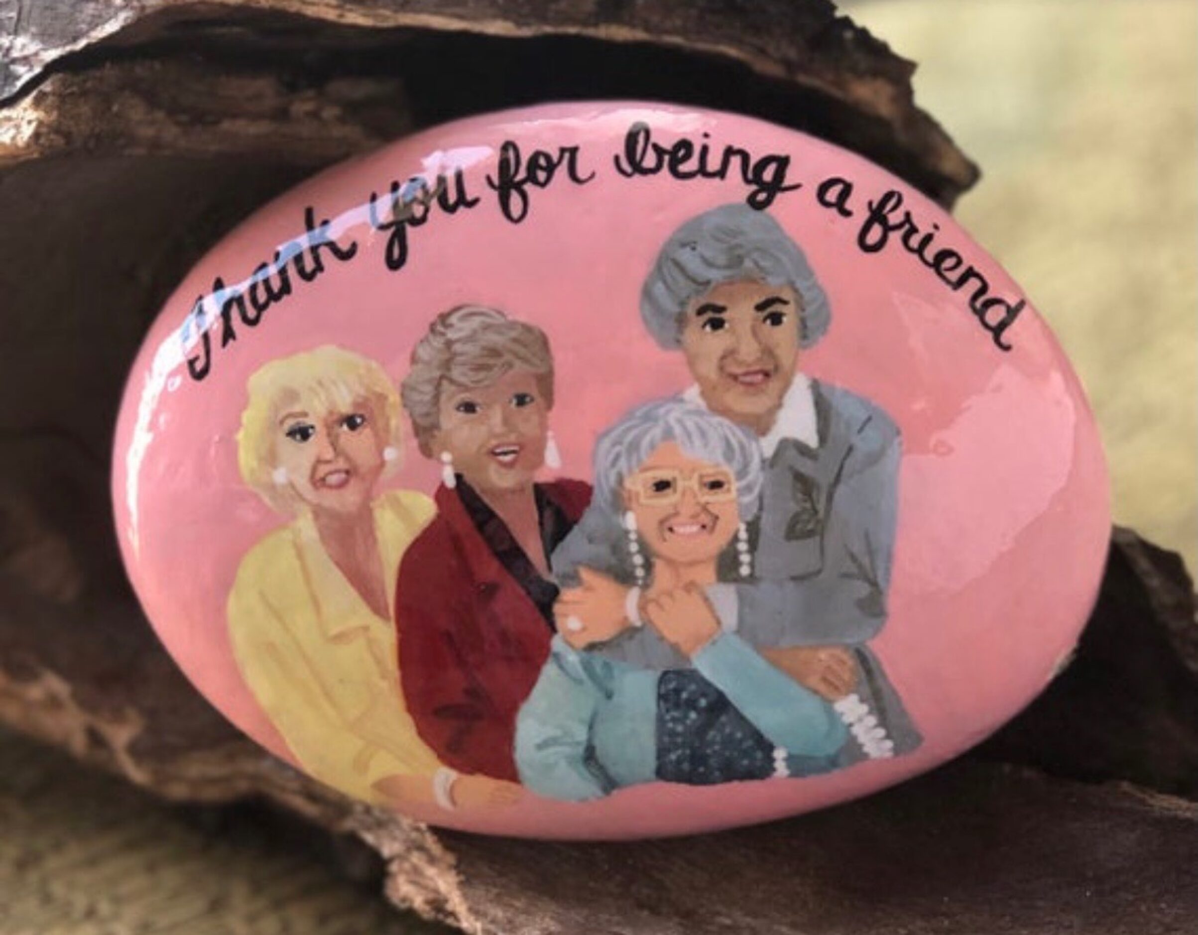 Andrea Bracken painted this rock with an image of The Golden Girls. Bracken, a Bedford, TX...