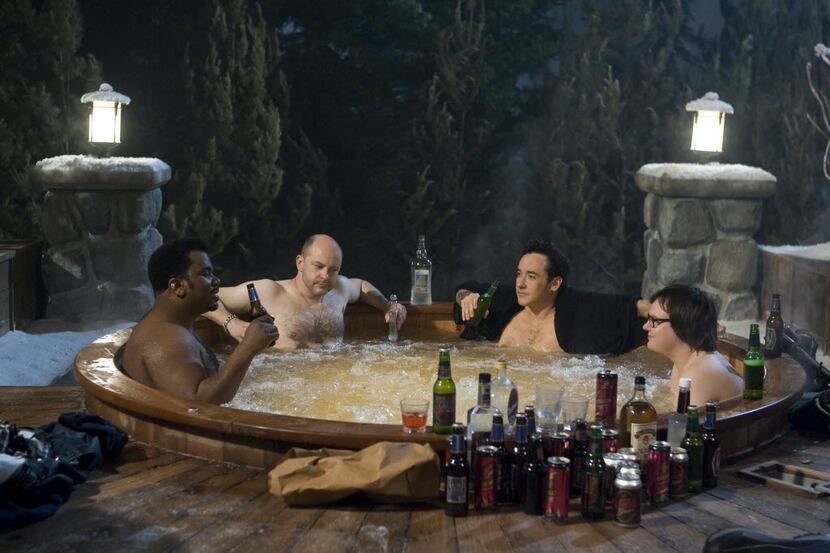Craig Robinson, Rob Corddry, John Cusack and Clark Duke co-star in Hot Tub Time Machine. 