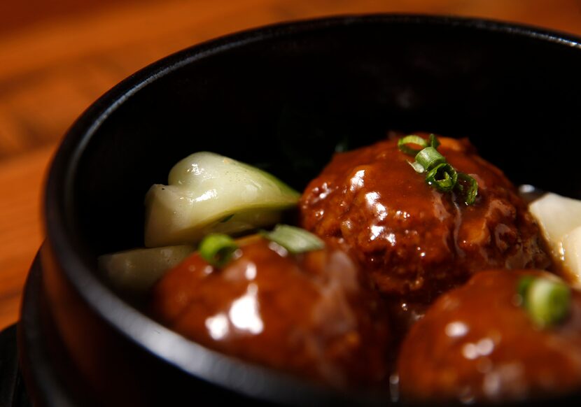 Jumbo braised meatballs with bok choy