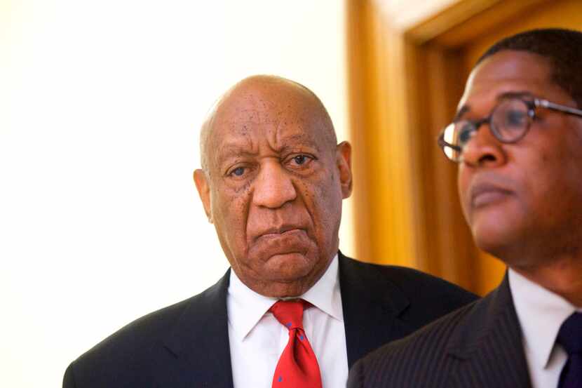 Actor and comedian Bill Cosby reacts while being notified a verdict was in in his sexual...