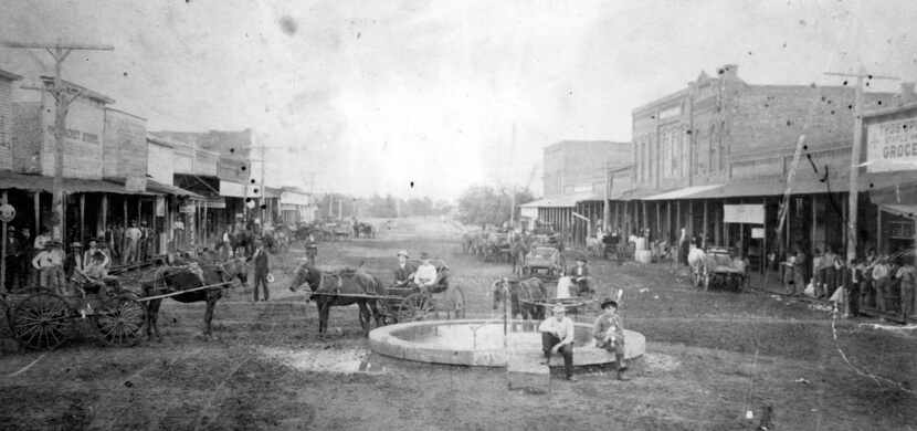 Arlington mineral well, looking east from Main and Center streets, in 1900.