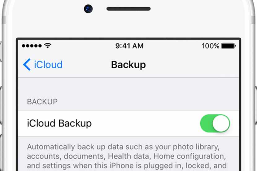 The iCloud backup preference from iOS