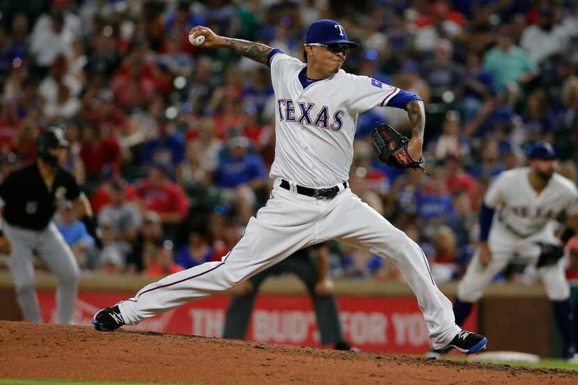 Texas Rangers relief pitcher Jesse Chavez (53) is pictured during the Chicago White Sox vs....