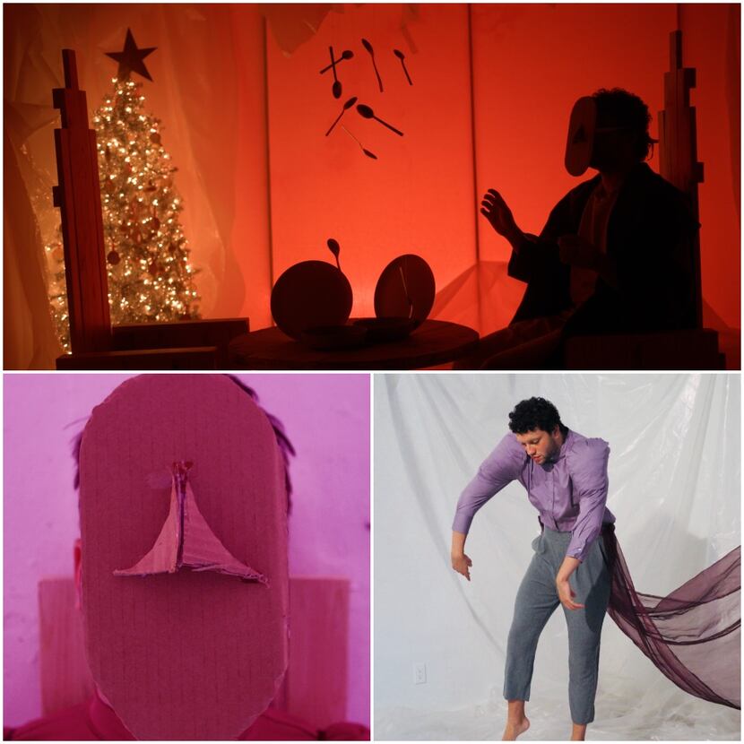 Top and left: Scenes filmed by Christian Vasquez from the play "Things Missing/Missed."...