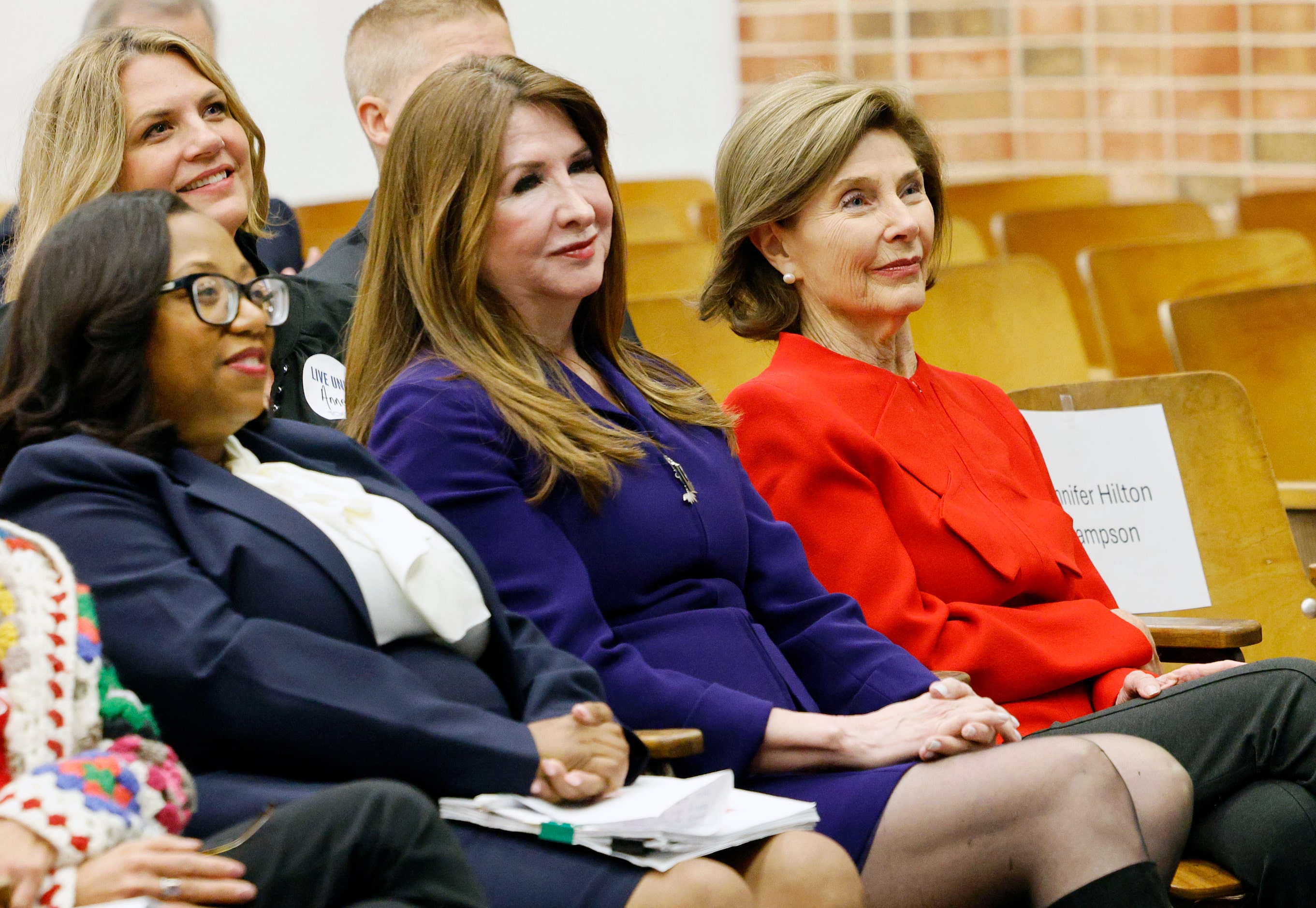 J.N. Ervin Elementary School Principal Tenisha Allen, from left, Superintendent of the...