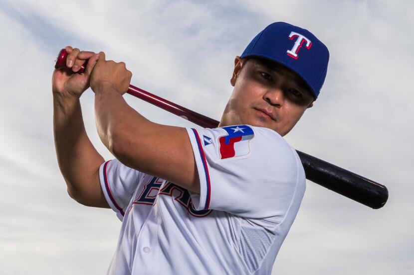 Texas Rangers right fielder Shin-Soo Choo (17) poses for a portrait on photo day during...