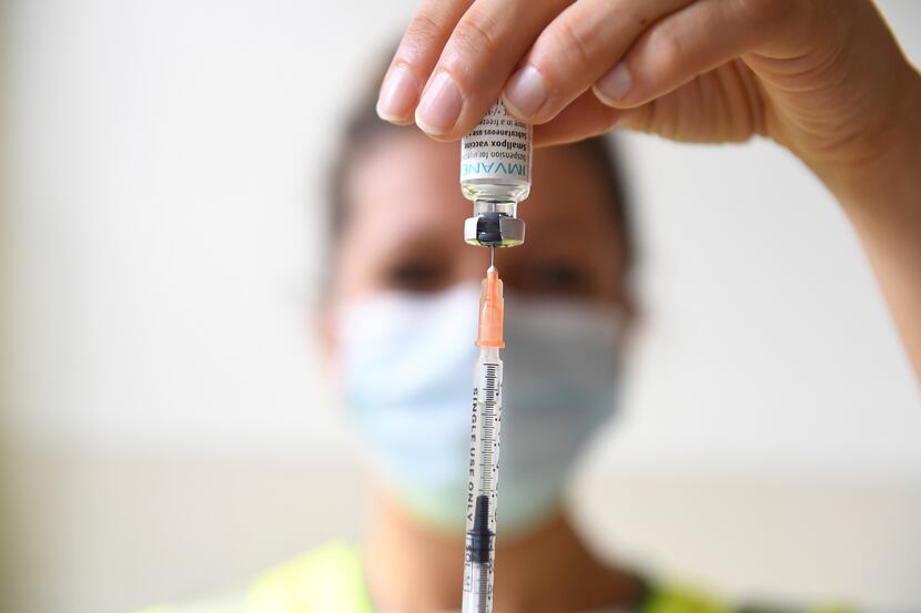 A health professional prepares a dose of a Monkeypox vaccine at the Edison municipal...