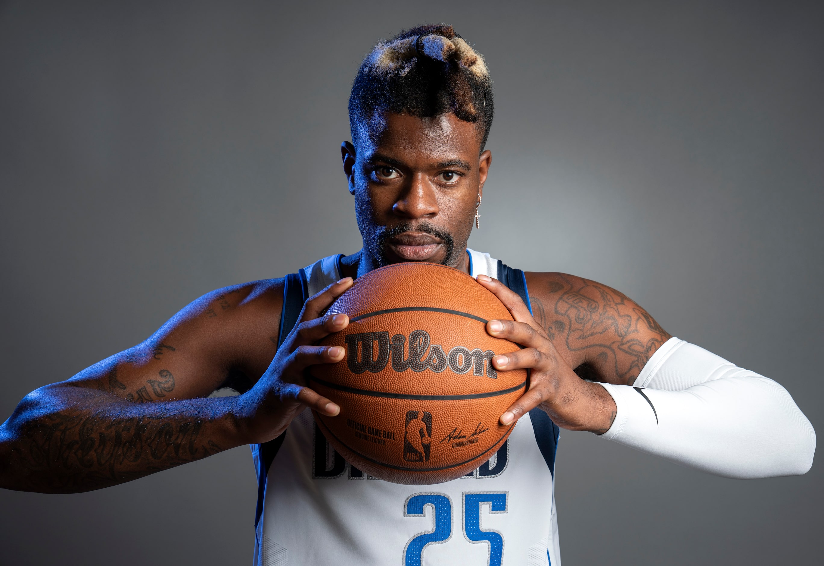 Dallas Mavericks forward Reggie Bullock (25) poses for a portrait during the Dallas...