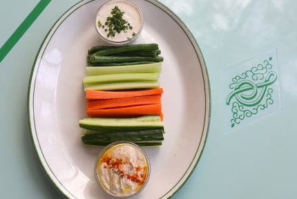 Trying to get your kids to eat their vegetables? Sadelle's is selling crudites with hummus...