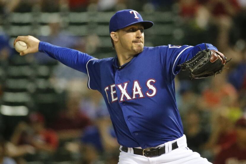 Texas Rangers relief pitcher Tanner Scheppers (52) is pictured during the Arizona...