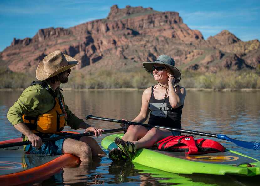 Paddleboarding on the Salt River is a popular activity for visitors to the Phoenix area.