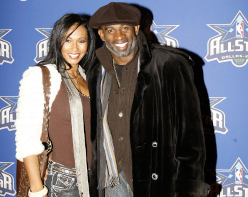 ARLINGTON, TX - FEBRUARY 14: Former NFL Player Deion Sanders arrives during the NBA All-Star...