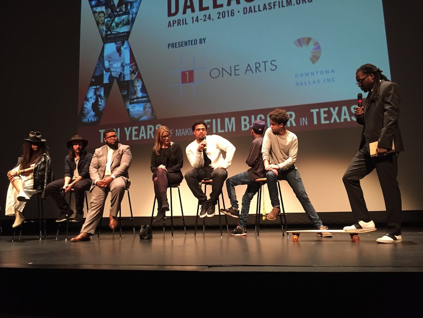 The cast and crew of "The Land," including Erykah Badu at far left and director Steven Caple...