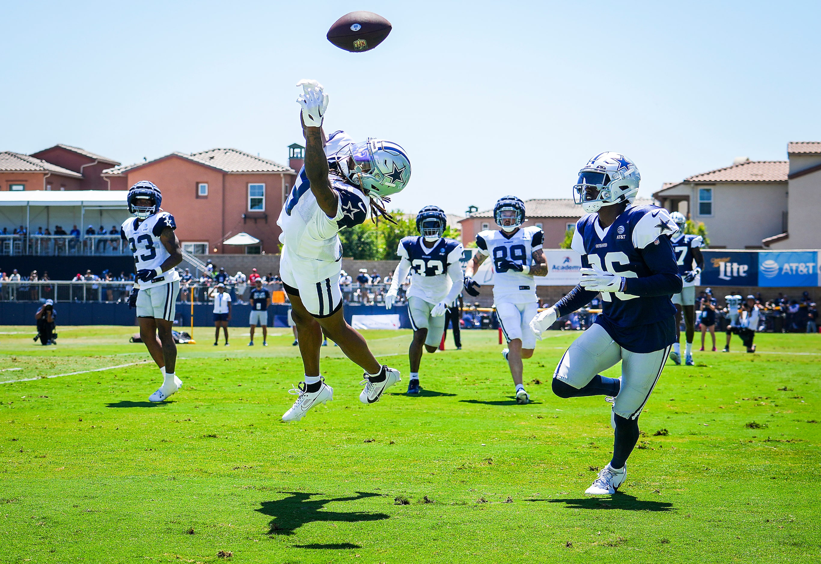 Dallas Cowboys wide receiver KaVontae Turpin (9) can’t make a catch in the end zone as...