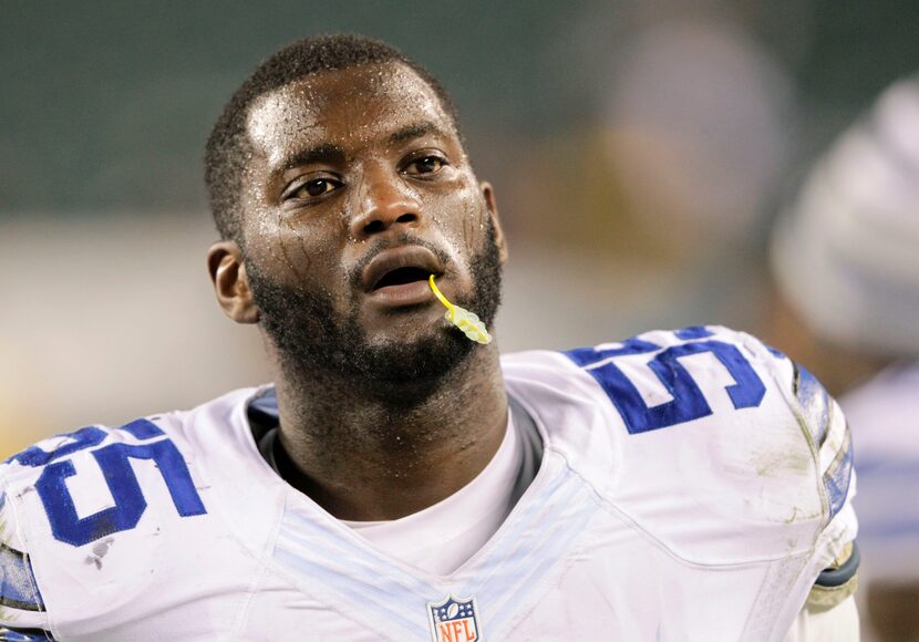 Dallas Cowboys middle linebacker Rolando McClain (55) on the sideline after stopping the...