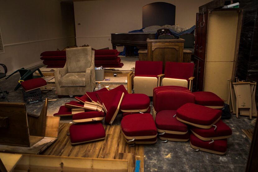 New pews that will replace the 45 year old pews in the sanctuary at First Fellowship Baptist...