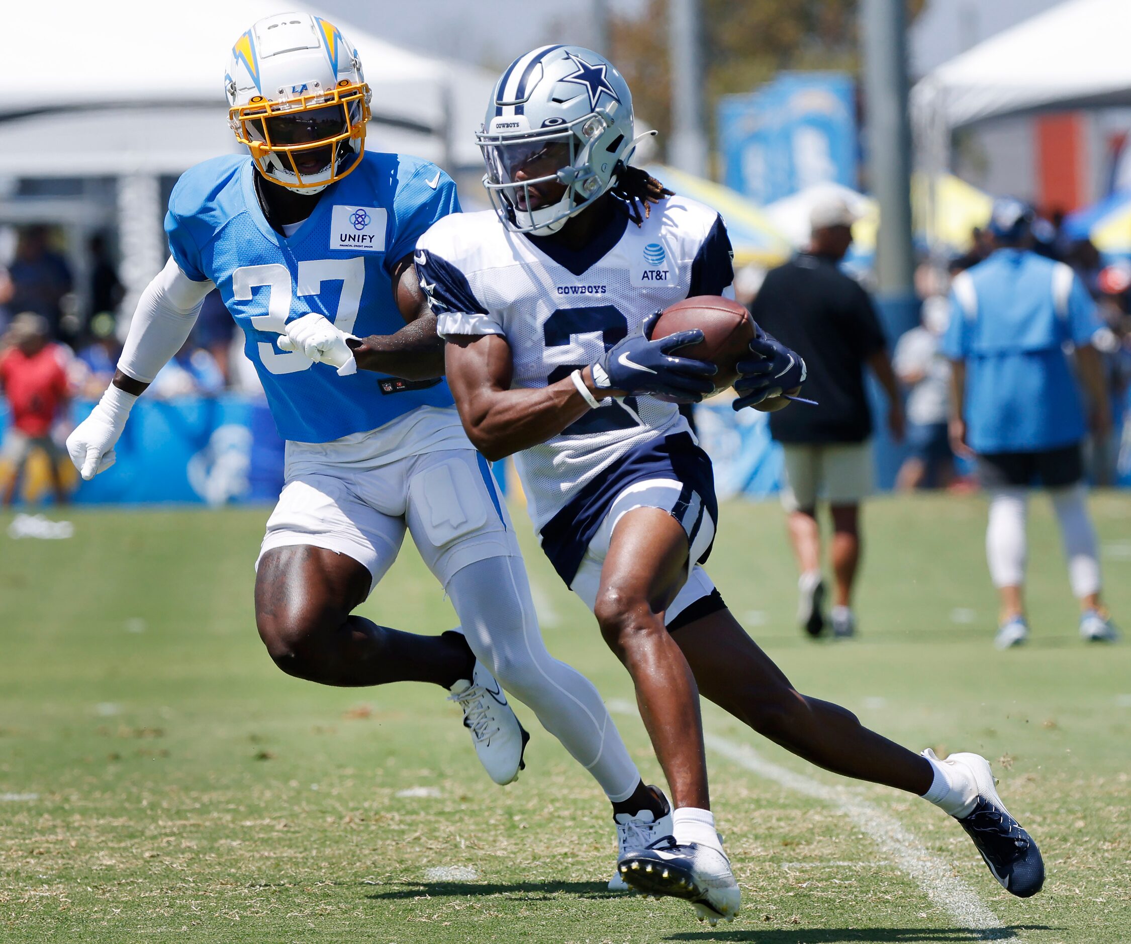 Dallas Cowboys wide receiver KaVontae Turpin (2) turns upfield after catching a pass in...