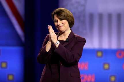 Democratic presidential candidate Sen. Amy Klobuchar, D-Minn., gestures during the Power of...