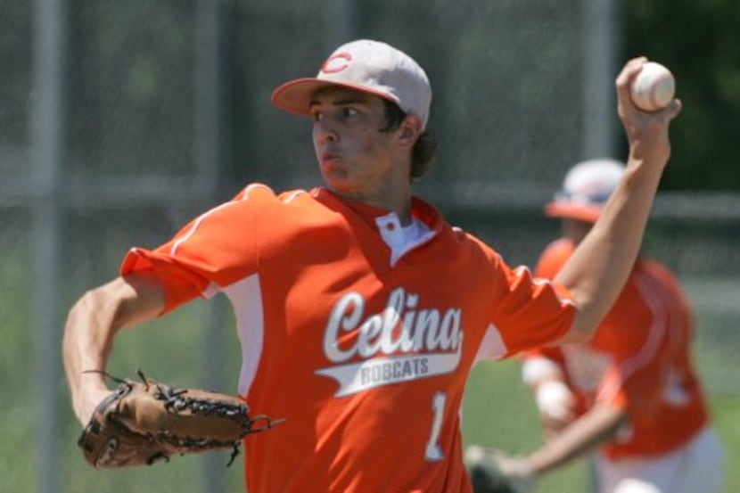 ORG XMIT: *S196F3815* Celina's #1 Ryan Merritt, cq, pitches against Princeton in the 6th...