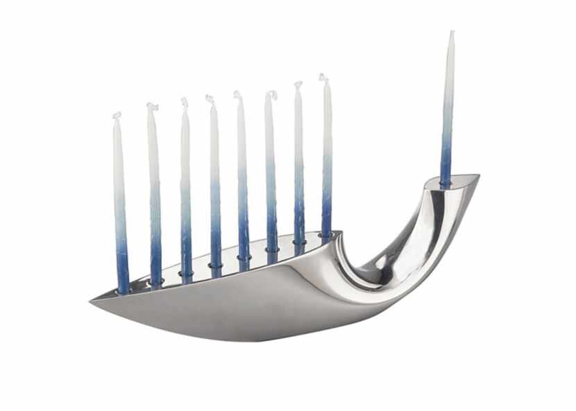 Nambé’s Illume menorah, sculpted from the company’s aluminum-based alloy blend, is $175 at...