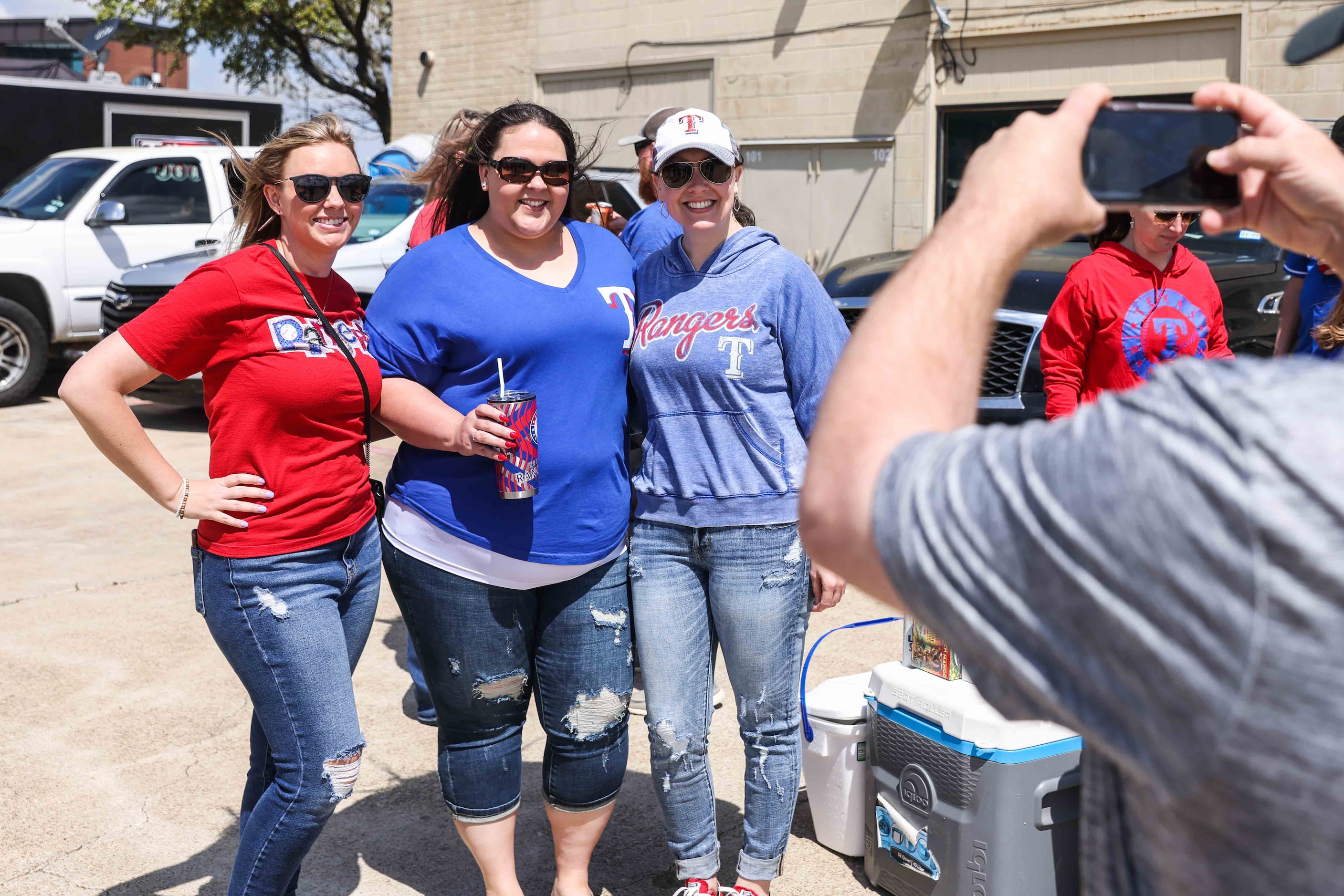 Alyssa Mitchell, Kristin Griffin and Melissa Cade pose together for a photo outside the...