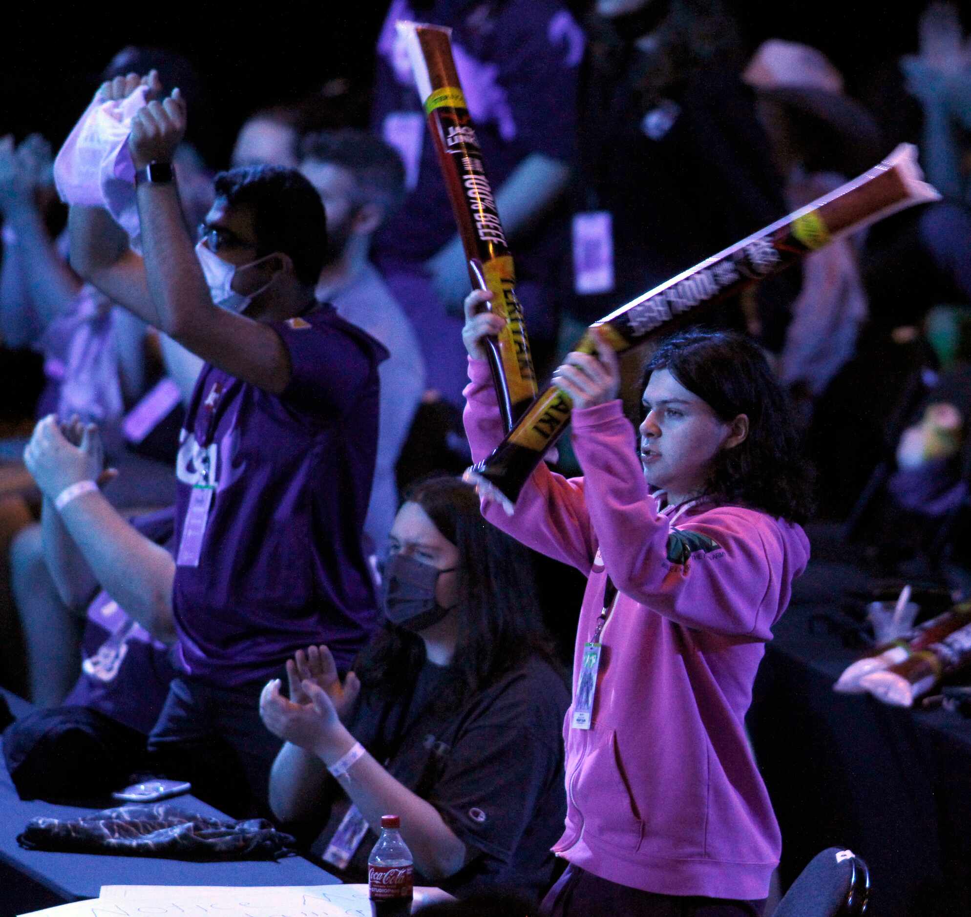 Fans react during the 3rd mat of competition between Dallas Fuel and Florida Mayhem. The...