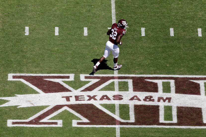 Texas A&M running back Cyrus Gray walks on the field before the Aggies' game against...