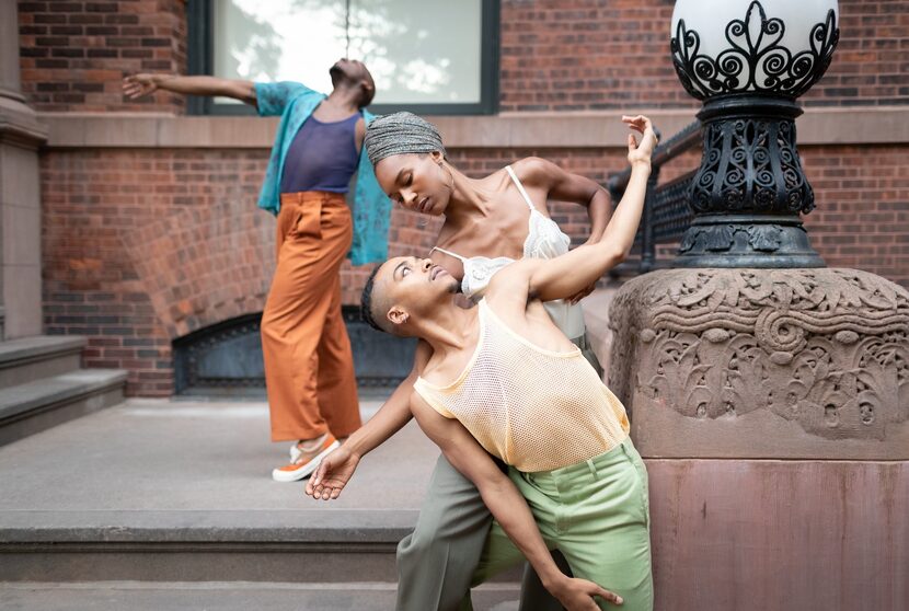 Dallas native Catherine Kirk flanked by fellow A.I.M dance company members Donovan Reed and...