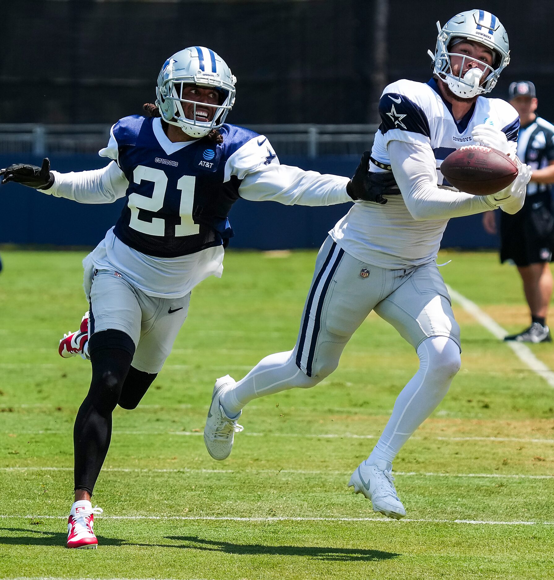 Dallas Cowboys wide receiver Simi Fehoko (81) can’t make a catch as cornerback Stephon...