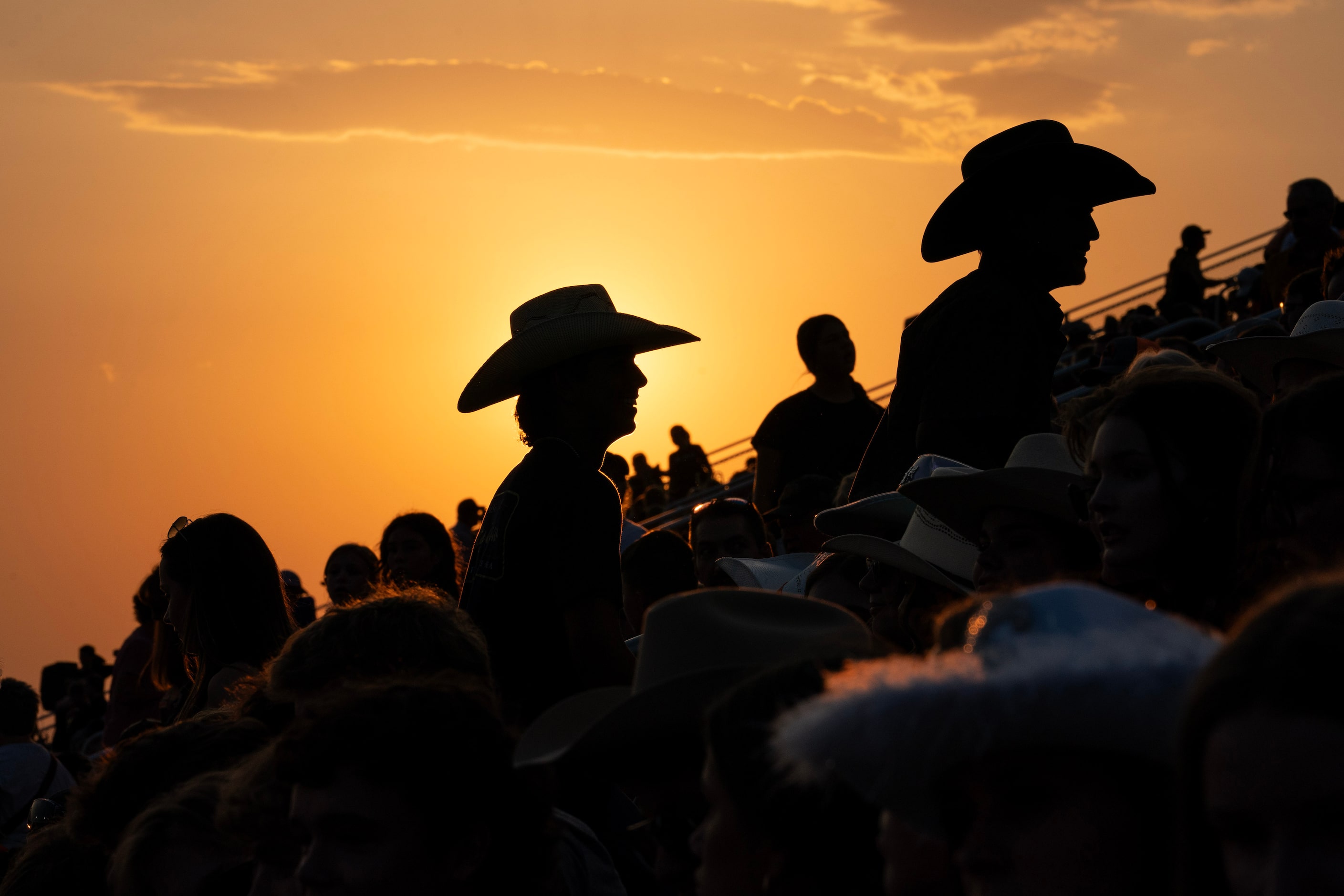 Aledo fans find their seats before a high school football game against Parish Episcopal on...