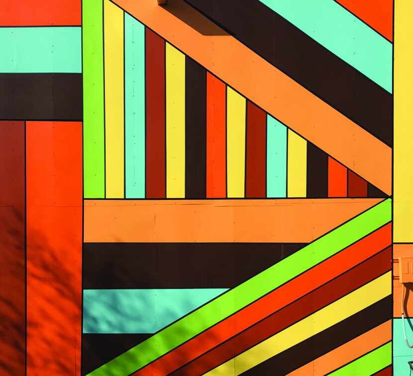 The work in Celina is a bright, geometric mural, inspired by shapes and colors the artist...