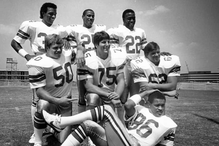 Dallas Cowboys - Picture Day, 1982 - Top row, from left:   Monty Hunter, Rod Hill, George...