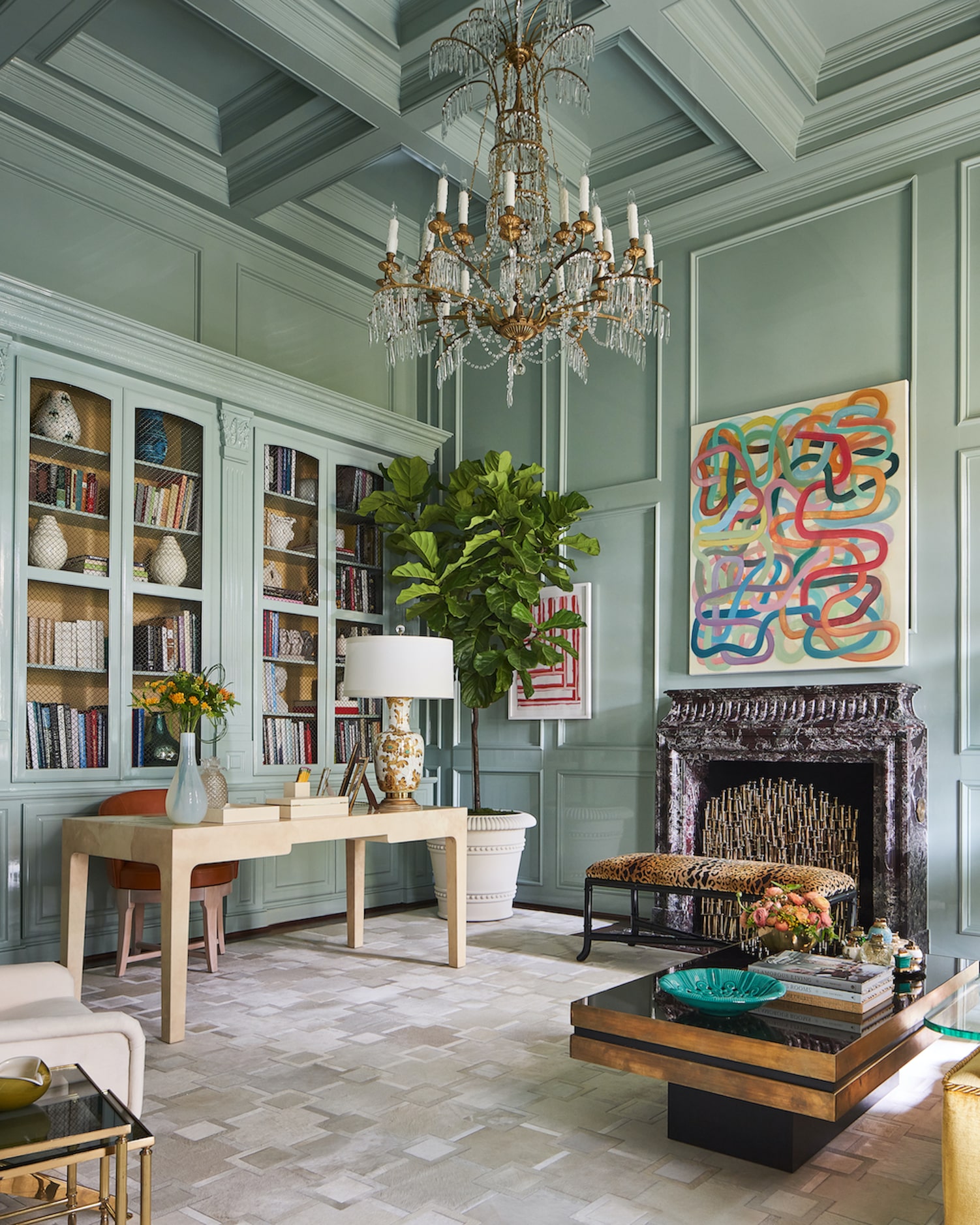 The study at the Kips Bay Decorator Show House Dallas. This room was designed by Jan Showers.