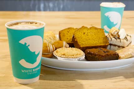 White Rhino Coffee roasts its own beans and makes its own pastries.