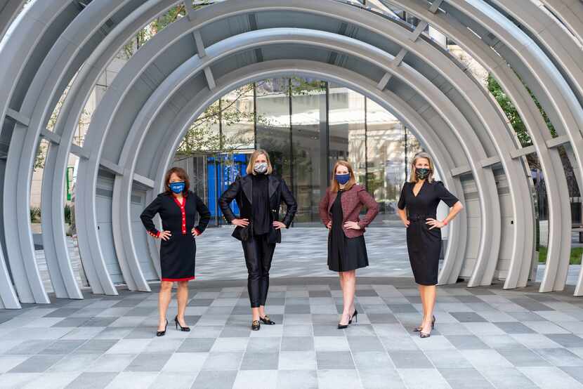 Four women pose with their masks on and hands on their hips for United Way's Aspire 2030...