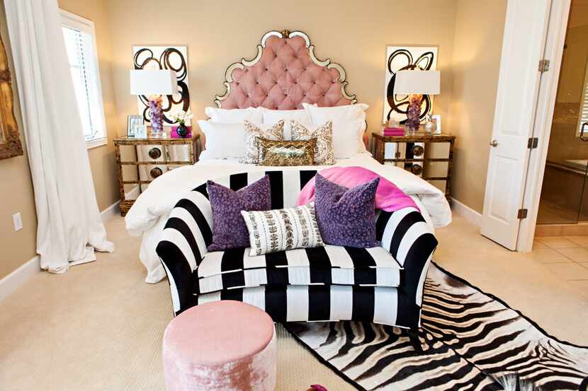 Abbe Fenimore went for bold black and white stripes and a dramatic black and white rug to...