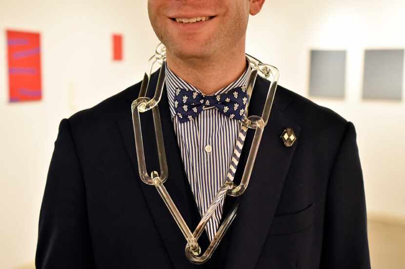 Jeffrey Ian Rosen of Misako & Rosen Gallery in Tokyo wore a glass necklace made by Milwaukee...