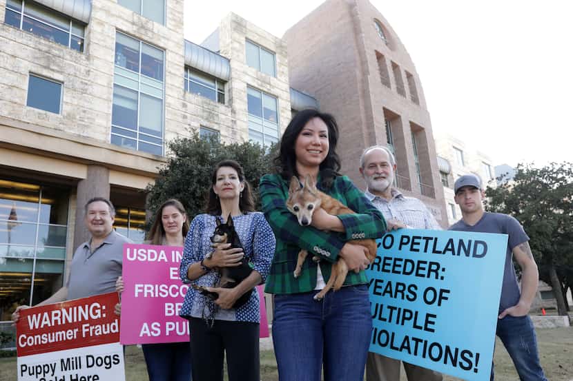 From left, some of the animal advocates who have spoken out for a retail-sales ban on pets...