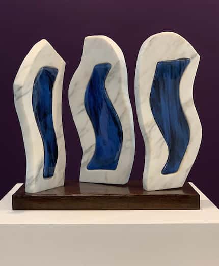Adriana Cobo created Bailarines en Azul/Dancers in Blue, a 2019 white Italian marble and...