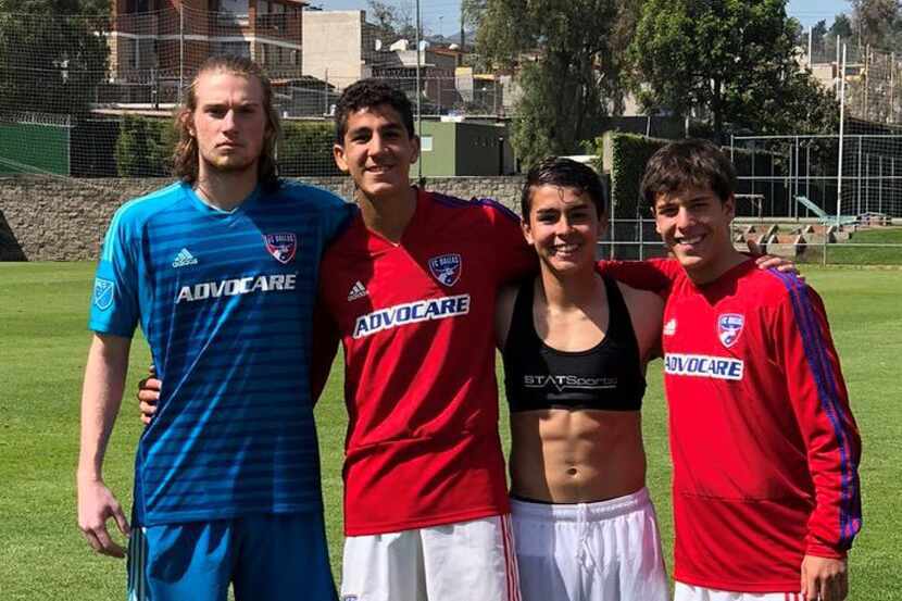 Seth Wilson, Nico Carrera, David Rodriguez, and Diego Letayf with the FC Dallas U17s during...